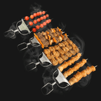 Grill Skewer Set with Scraper (Set of 3)