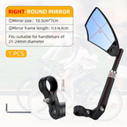 Bicycle rearview mirror with 180° field of view and 360° adjustment