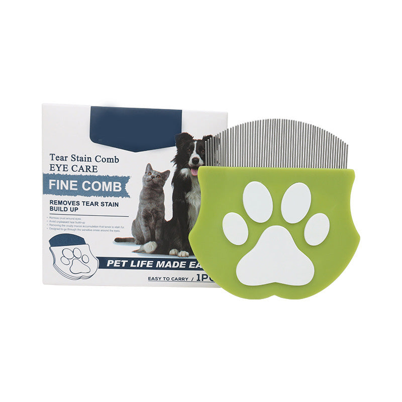 Pet comb with paw print handle