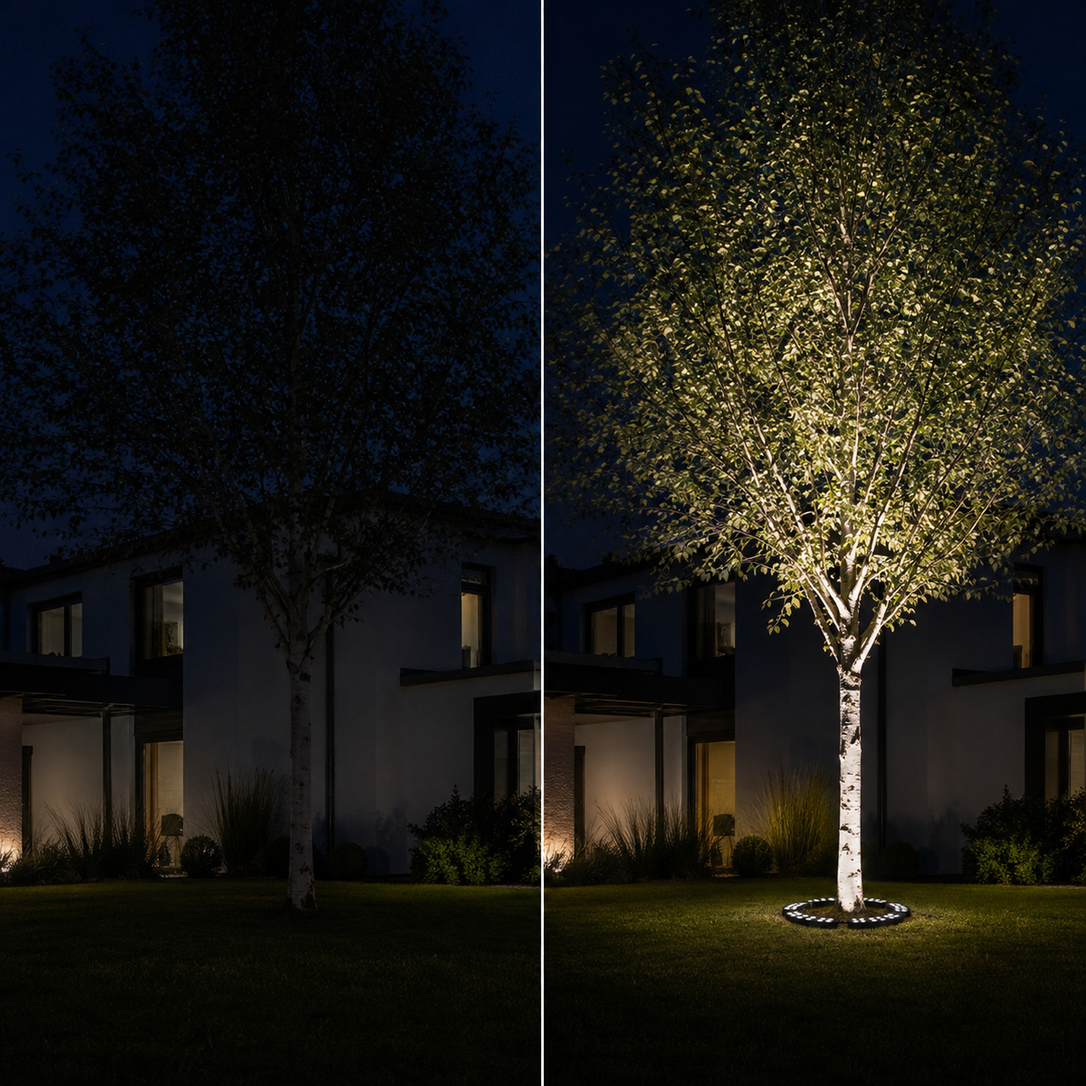 Modular LED tree ring segment – ground spotlight for trees and poles, IP65