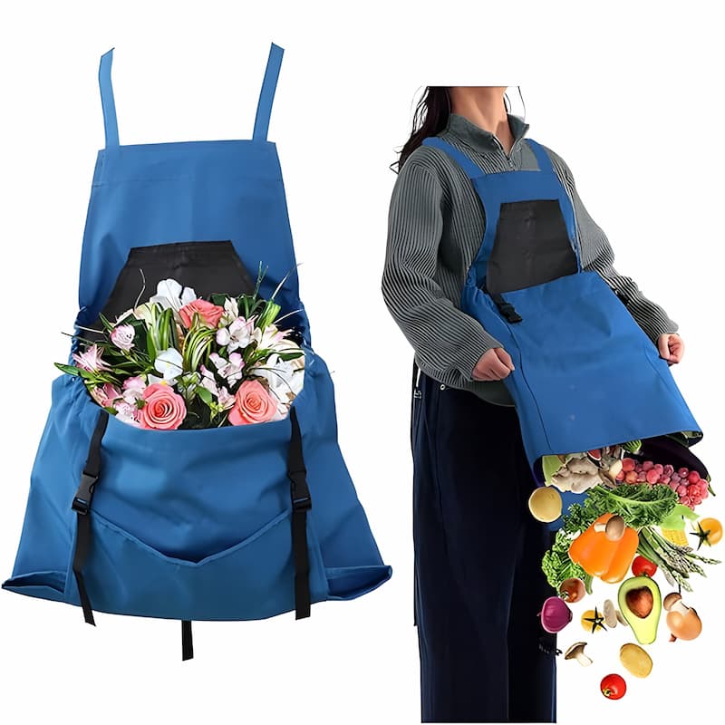 Garden apron with kangaroo pocket and adjustable straps