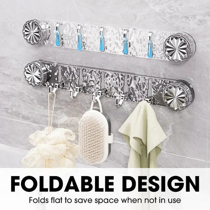 Self-adhesive wall hook strip with foldable hooks – no drilling needed