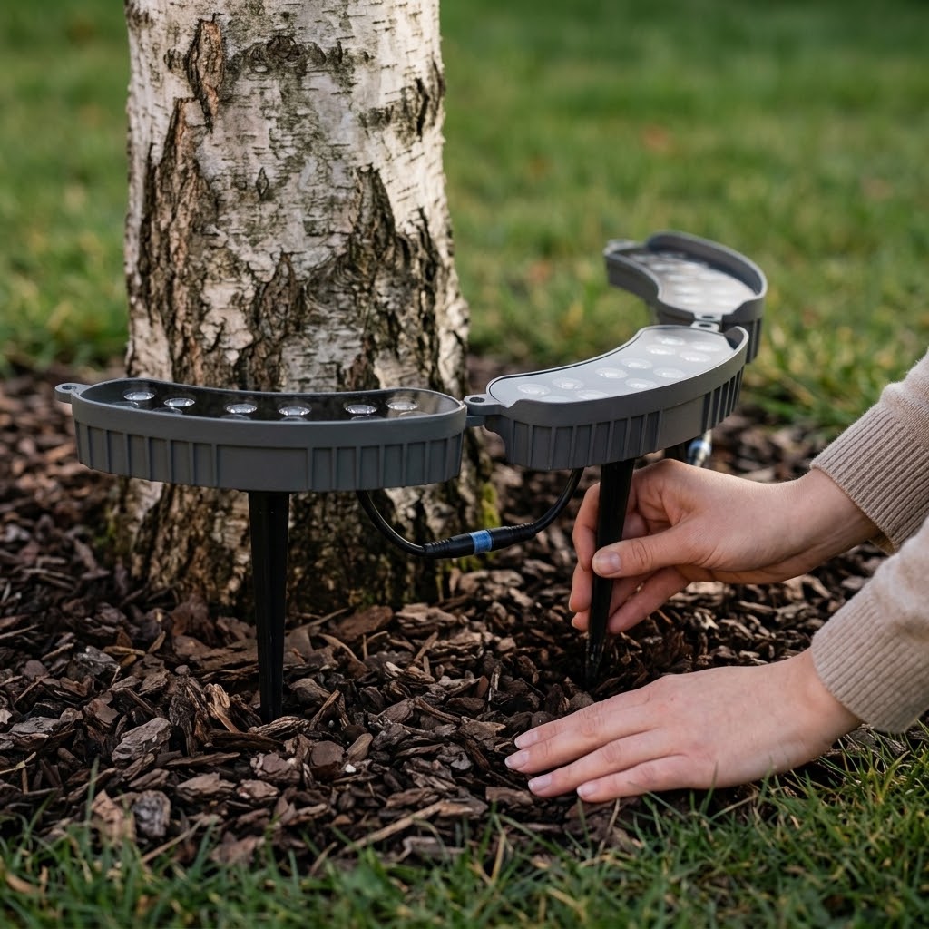 Modular LED tree ring segment – ground spotlight for trees and poles, IP65