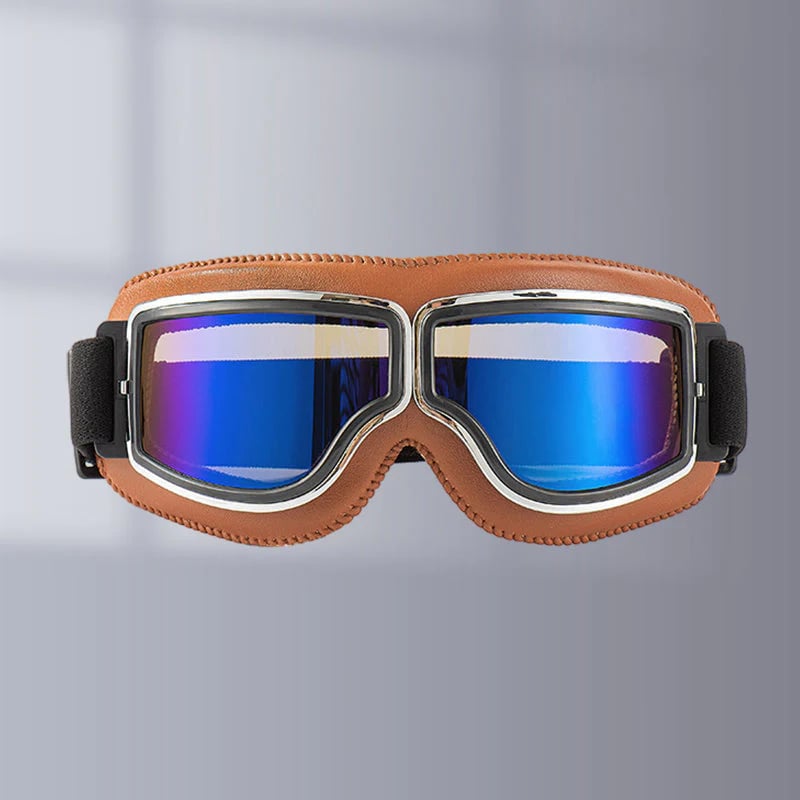 Motorradbrille Vintage-Stil mit verstellbarem Gummiband