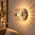 Wandlampe Glas Bauhaus-Stil mit Sunburst-Lichteffekt