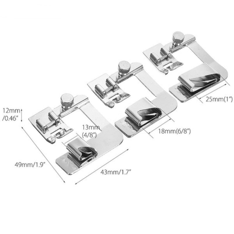 3-piece Stainless Steel Presser Foot Set for Sewing Machines