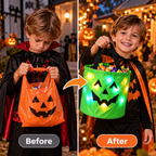 LED-Kürbiskorb für Halloween mit Griff