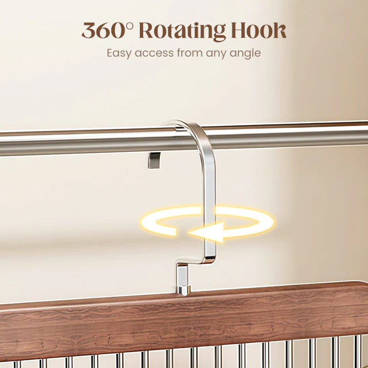 Wooden Hangers with Stainless Steel Clips – Hang More, Take Up Less Space - Set of 2