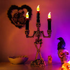 Skelett-Kerzenhalter LED – Gruseliges Tischlicht für Halloween