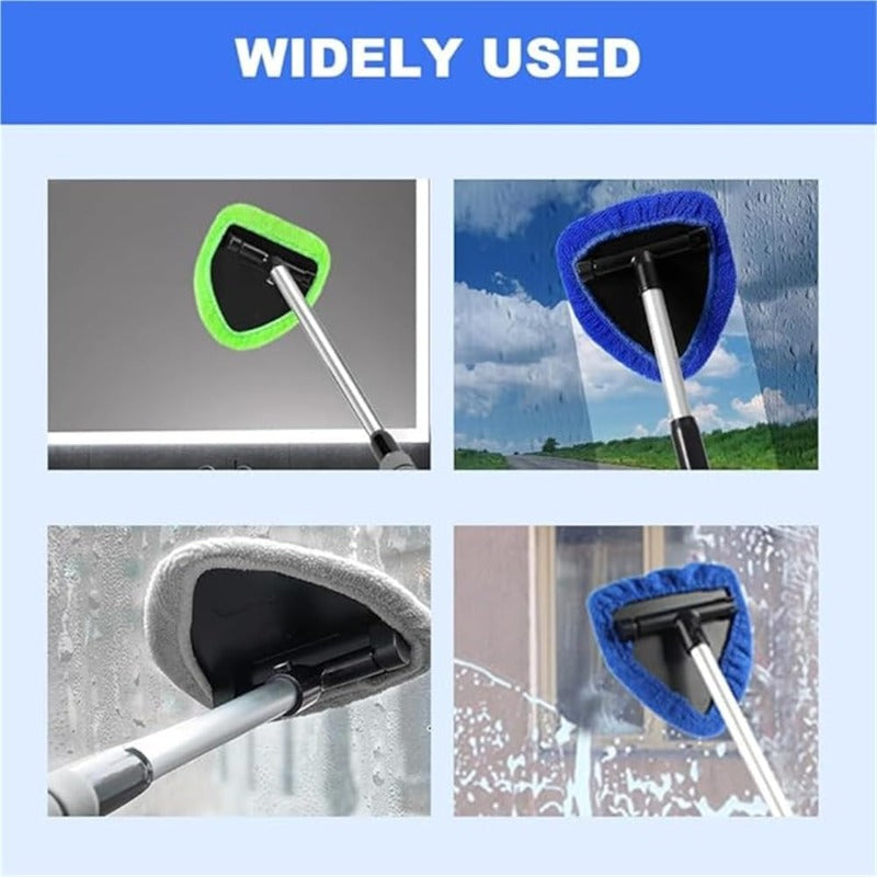 Window cleaner with rotating microfiber head