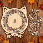 Wooden Cat Puzzle – 135 Pieces, Cat-Shaped Board