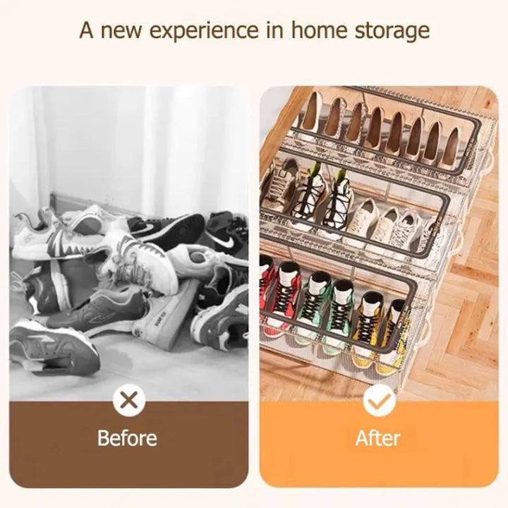 Transparent stackable shoe boxes with front opening