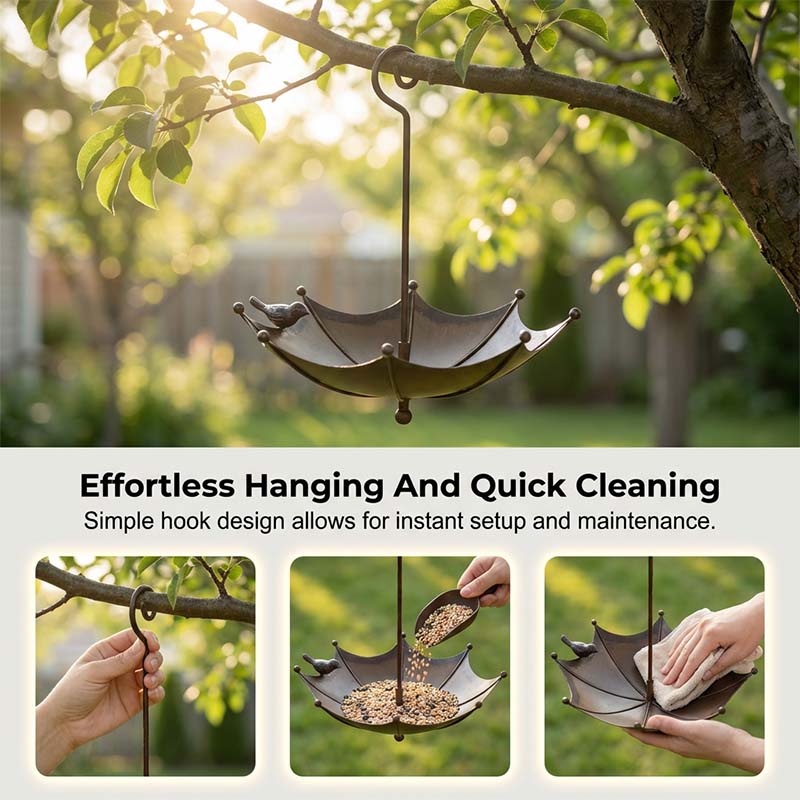 Metal Bird Bath Umbrella Design – Hanging for Garden