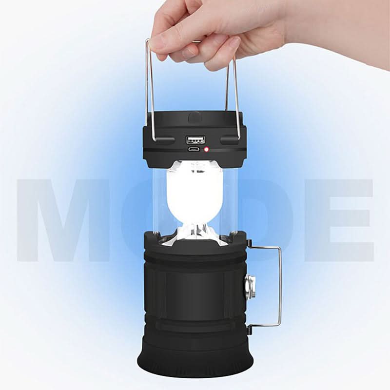 LED camping lamp solar USB power bank gold extendable 14-19 cm