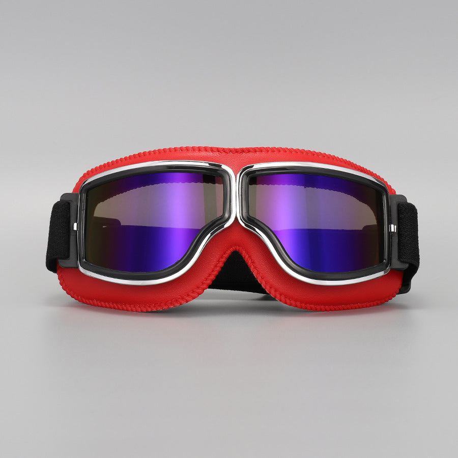 Vintage motorcycle goggles with adjustable elastic band