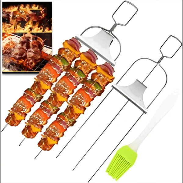 Grill Skewer Set with Scraper (Set of 3)