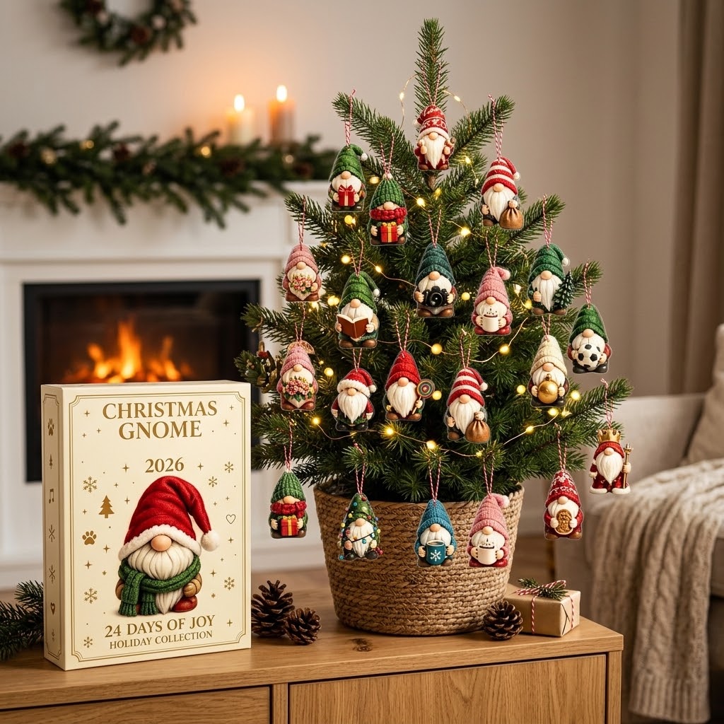 Wichtel Adventskalender 2026 mit 24 Acryl-Anhängern zum Aufhängen