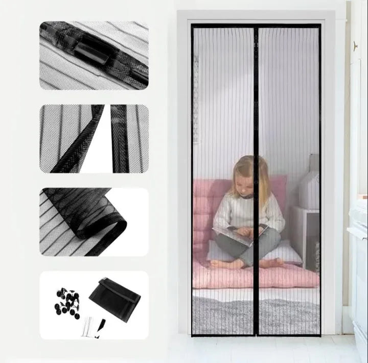 Magnetic fly screen door with automatic closure