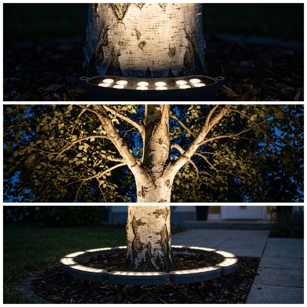 Modular LED tree ring segment – ground spotlight for trees and poles, IP65