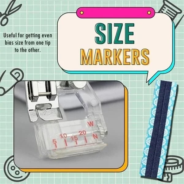 Adjustable Bias Tape Foot for Sewing Machines – Adjustable 5-20 mm