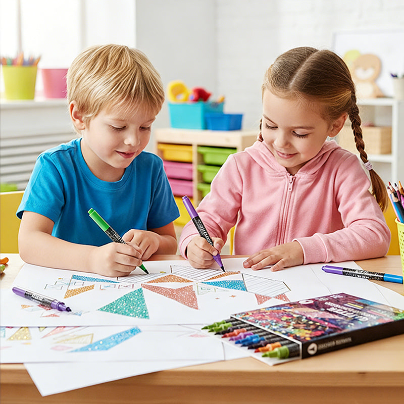 Glitter Marker Set Dual-Tip with Shimmer Ink