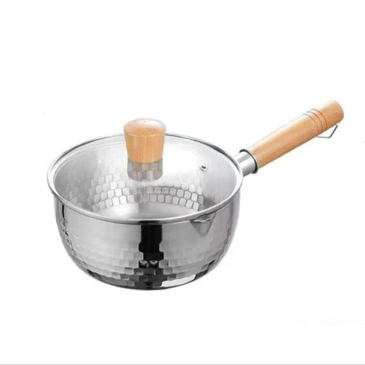 Milchtopf Edelstahl mit Glasdeckel – 0,95 L