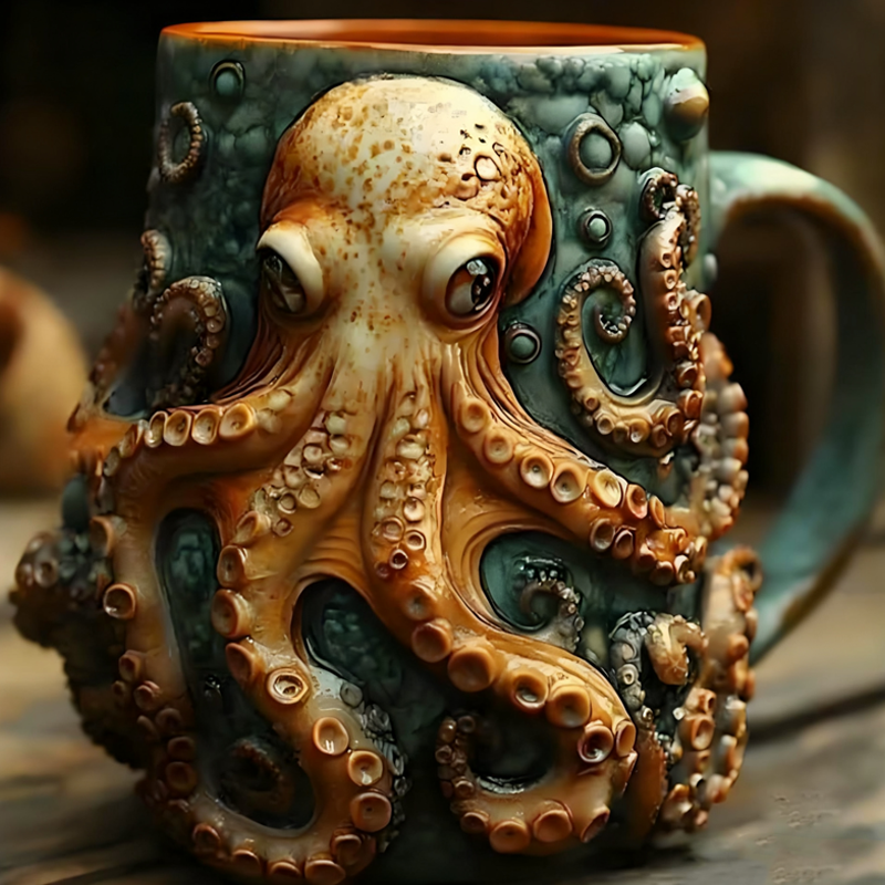 3D-Tasse mit Motorblock-Design – Kunstvolle Kaffeetasse