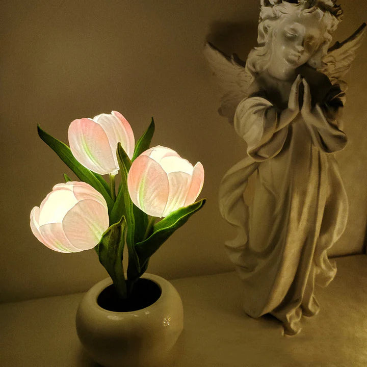 Tulip LED Table Lamp in Ceramic Pot – Warm Decorative Light