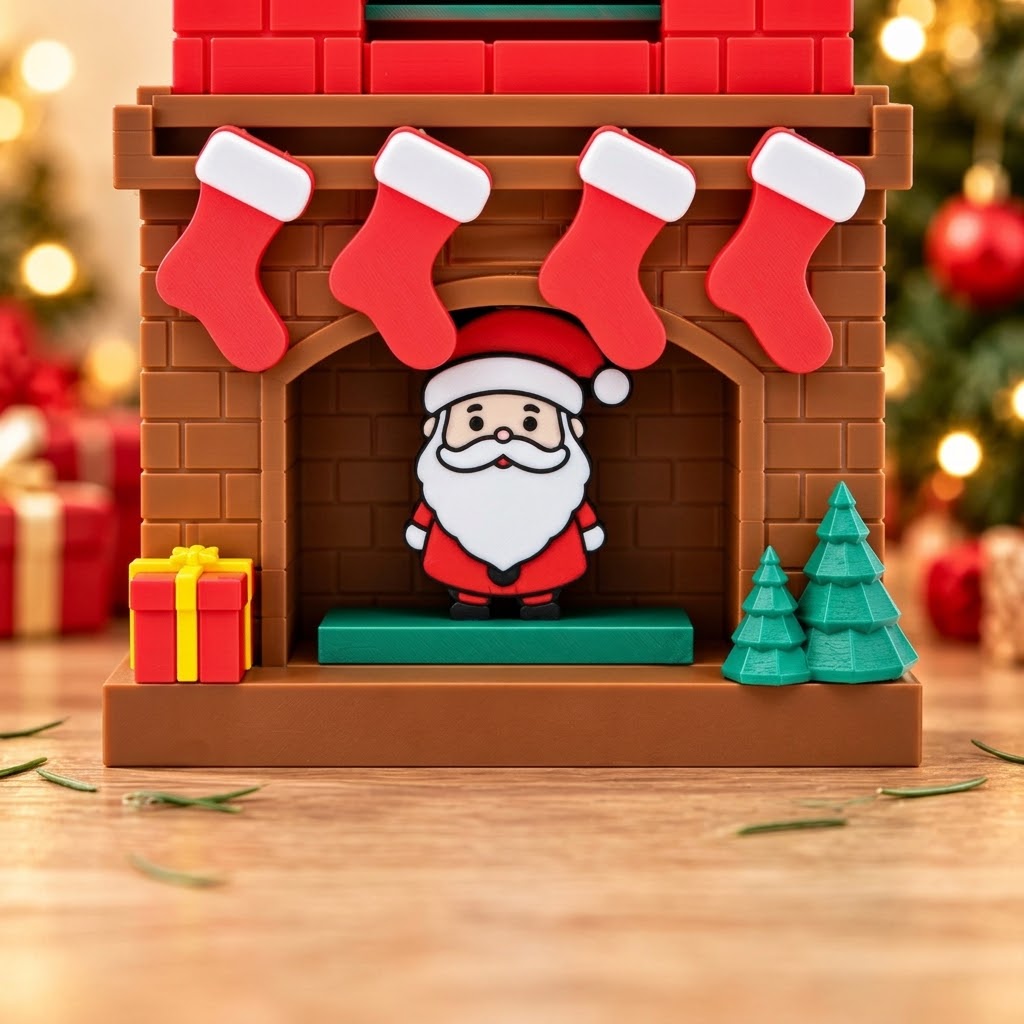 Adventskalender Weihnachtsmann im Kamin, Countdown-Deko mit 24 Tagen