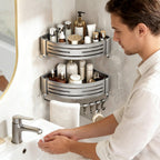 Duscheckregal 2er-Set – Bohrlochfreie Wandmontage mit Haken