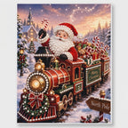 Christmas Diamond Painting with Beads, Santa Claus on a Train, 30 × 40 cm
