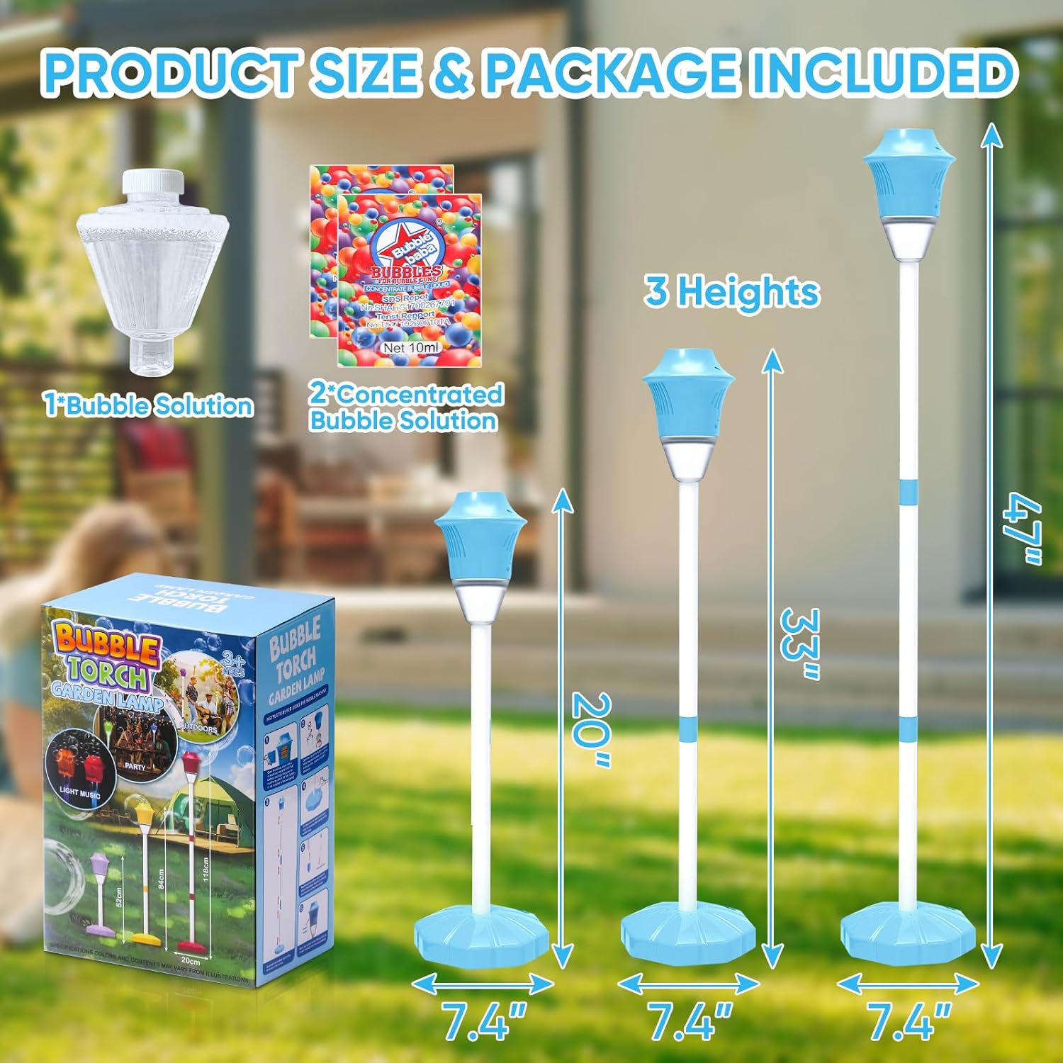 Bubble machine with height-adjustable stand