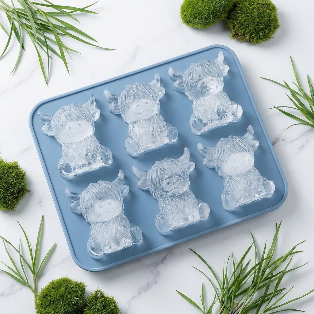 Eiswürfelform Silikon Highland-Kuh mit 6 Mulden