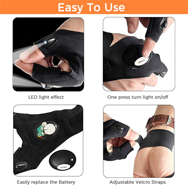LED gloves with integrated lights