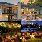 Outdoor LED string lights with warm white light