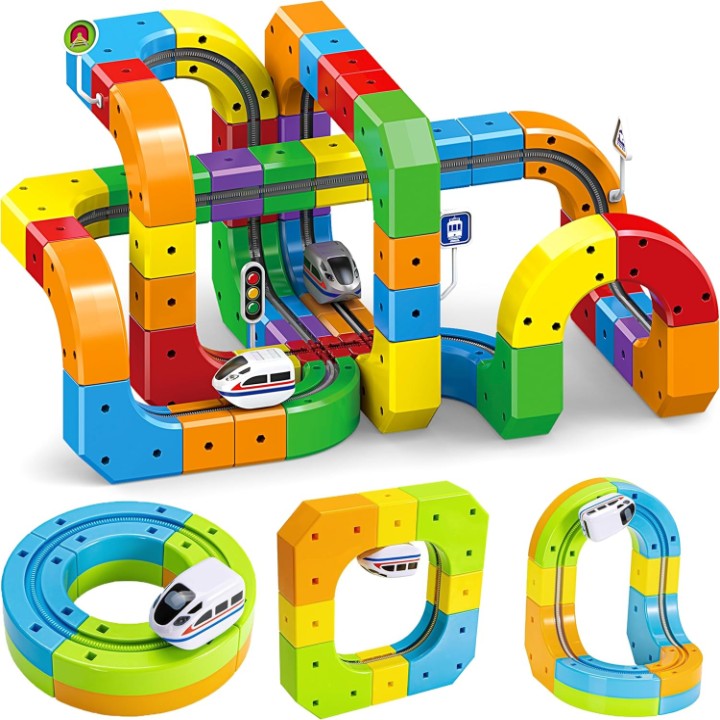 Magnetic ball track for building with gravity effect