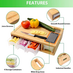 Bamboo cutting board with 4 graters and storage boxes cm