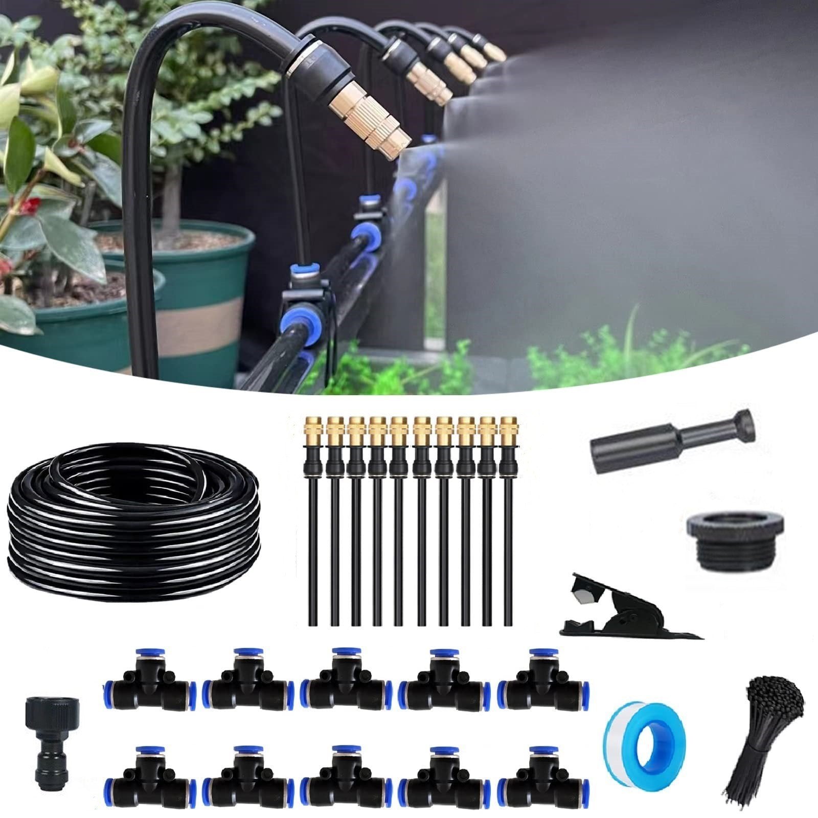 Automatic irrigation system with 360° spray nozzles