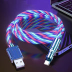 USB charging cable with 540° rotating connector and LED lighting