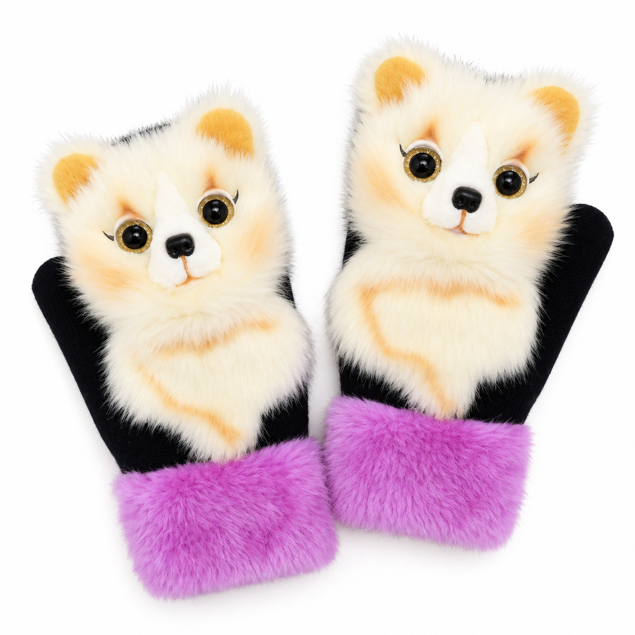 Fäustlinge Tiermotiv mit flauschigem Strickstoff