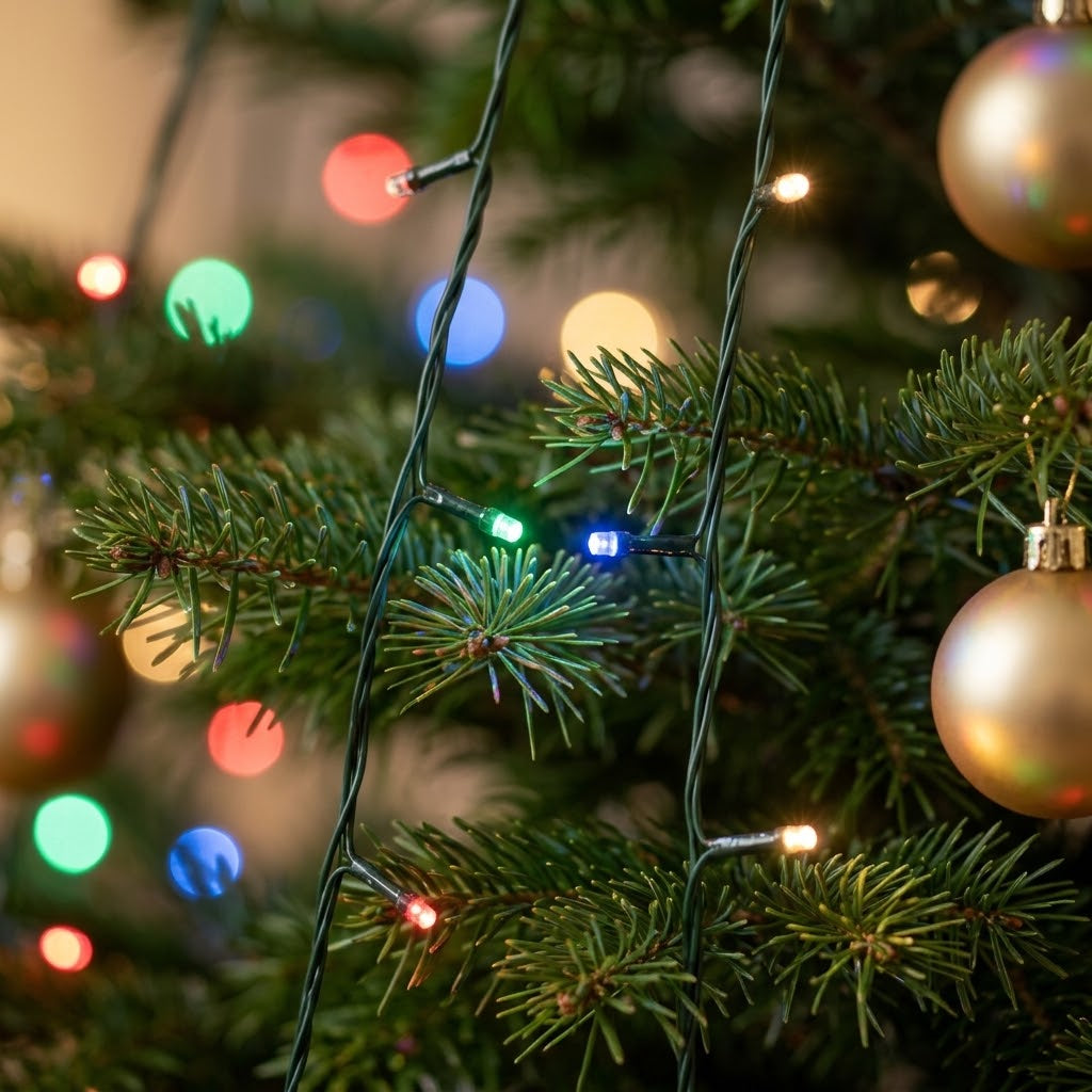 LED waterfall string lights for the Christmas tree, copper wire, with remote control