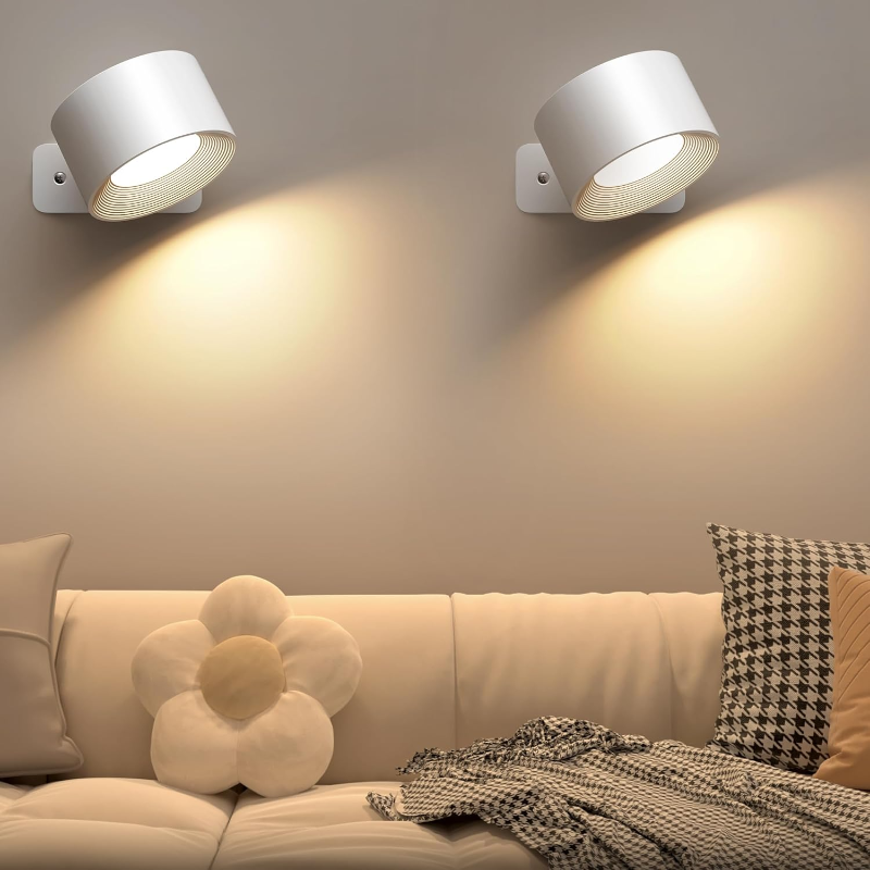 LED wall light with touch control and 360° swivel head