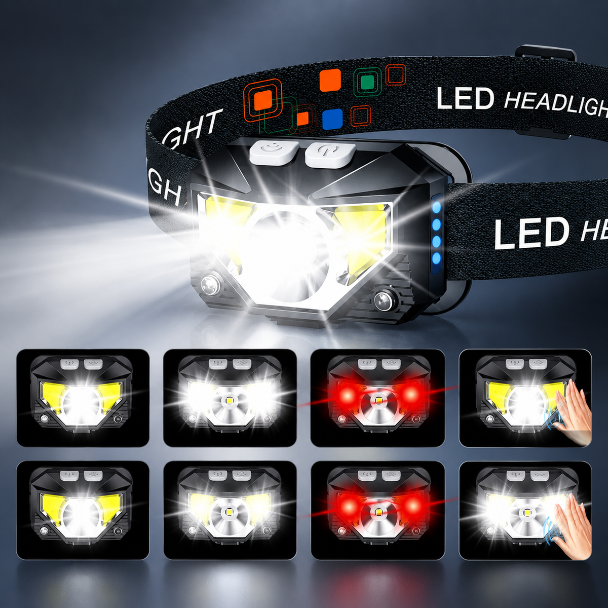 LED Stirnlampe Setmit Bewegungssensor