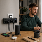 Wandsteckdose mit USB Anschluss und Nachtlicht