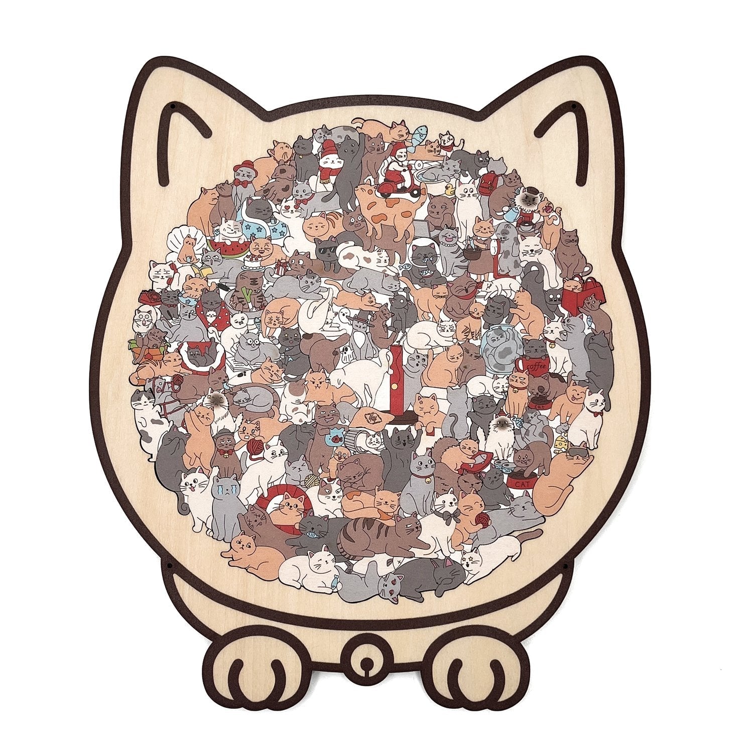 Holzpuzzle Katze – 135 Teile in verschiedenen Farben