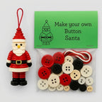 DIY Christmas ornaments made from buttons, craft kit with thread and accessories