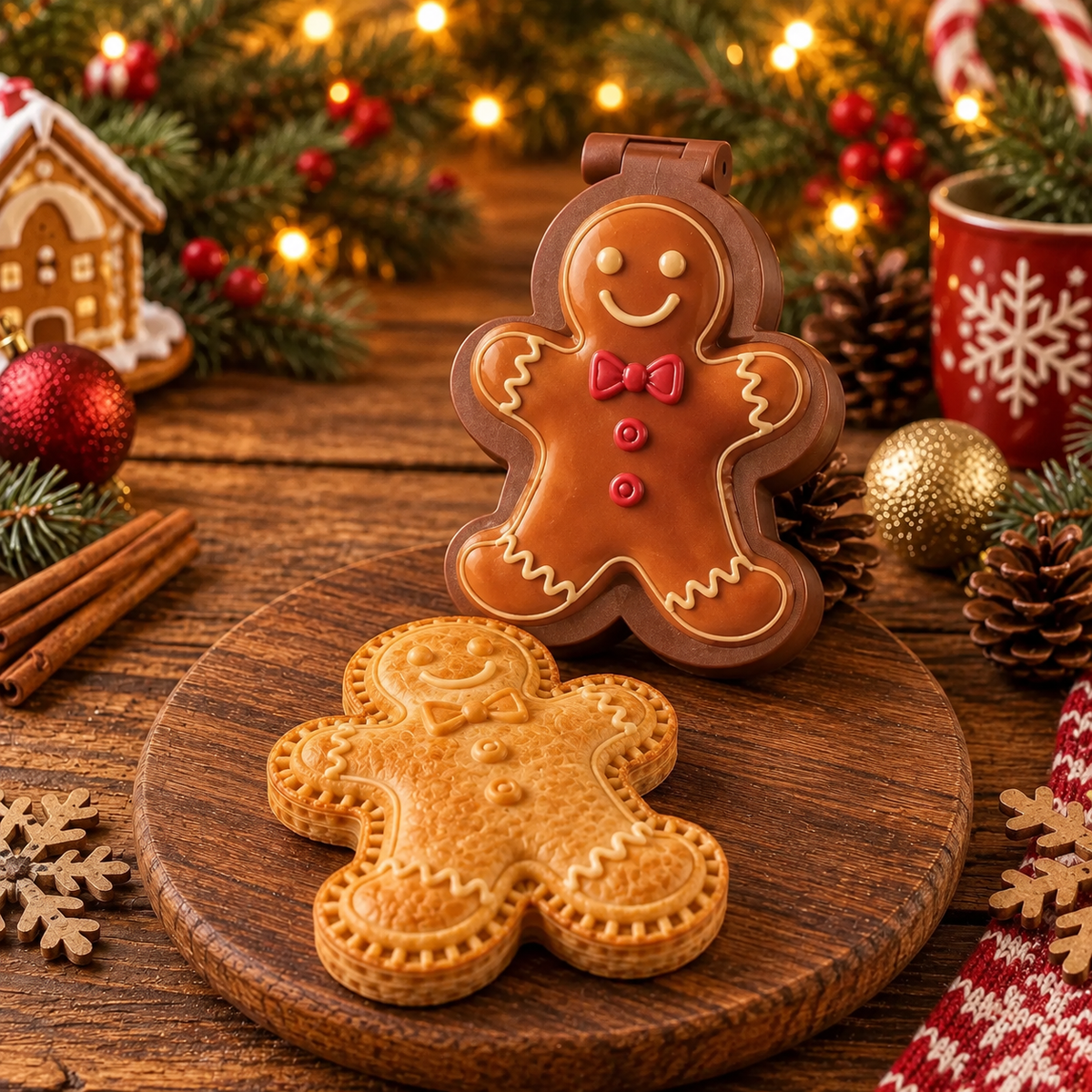 Christmas cookie & mini pie embossing mold with flip-open design - 3D motifs, 8 designs