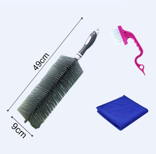 Flexible dust brush with telescopic handle and microfiber head