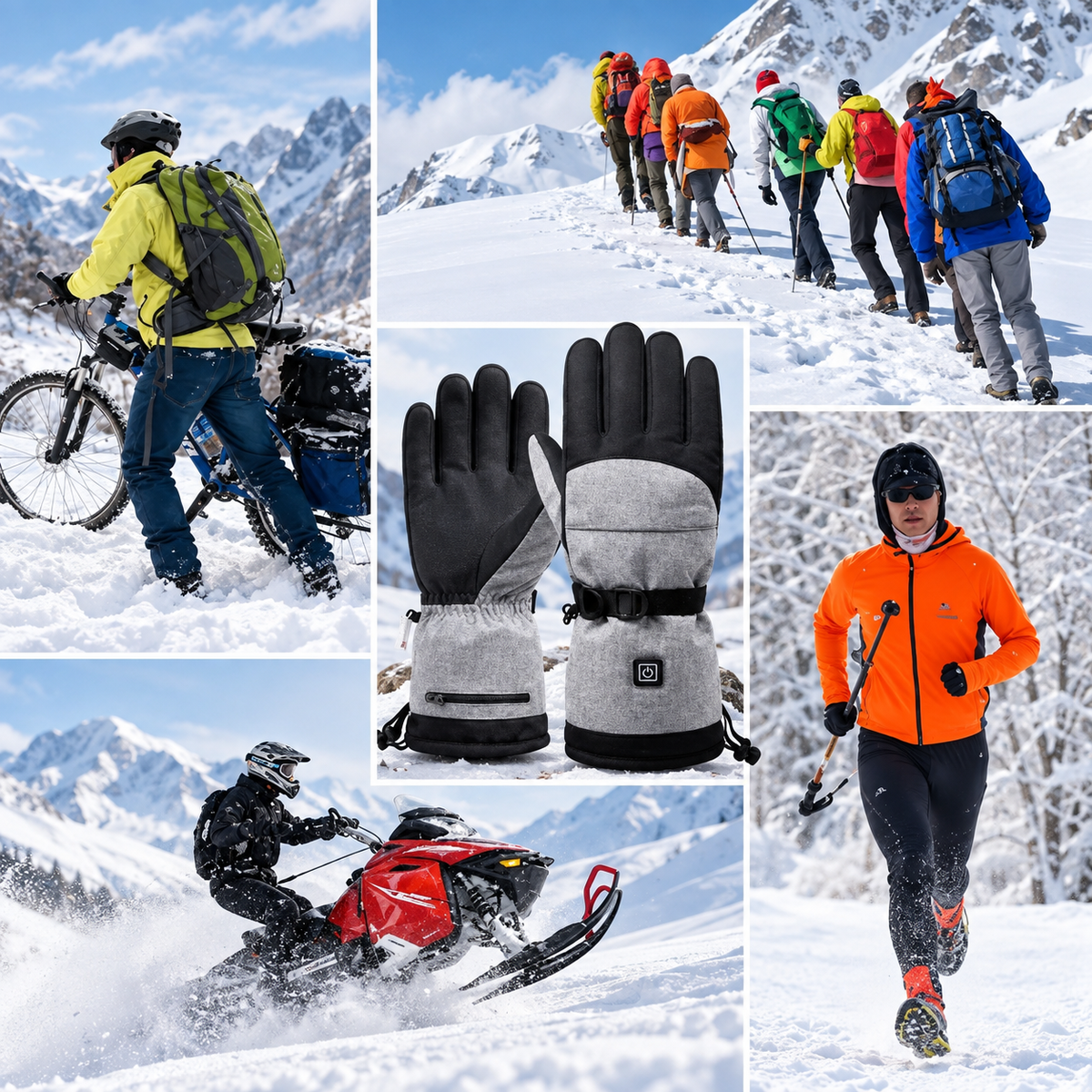 Beheizte Skihandschuhe wiederaufladbar mit 3 Wärmestufen