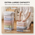 Vacuum storage bags for clothing and bedding